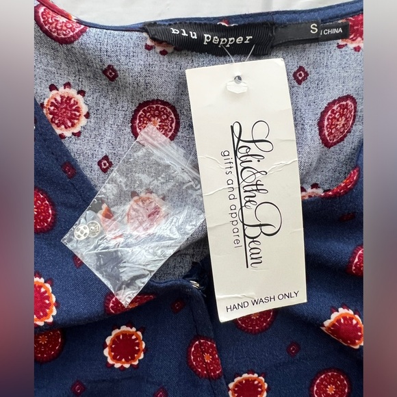 Blu Pepper Blue and Red Long Sleeve V-Neck romper - Picture 3 of 5